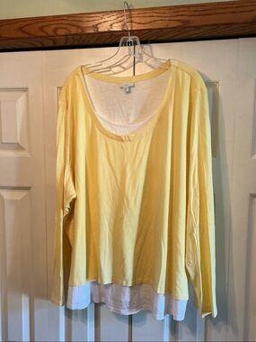 J. Jill Yellow Layered Scoop-Neck Long Sleeve Top